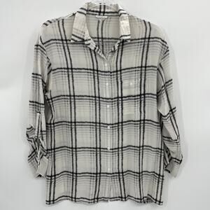 CLUB MONACO Womens Silk Button Up Shirt Size M Long Sleeve Semi Sheer Chiffon